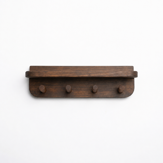 2-in-1 Wooden Wall Shelf & Hook Rack – Handcrafted Entryway Organizer – Premium Floating Shelf for Bathroom & Hallway – Heavy Duty Natural Wood Hanger for Bags & Decor