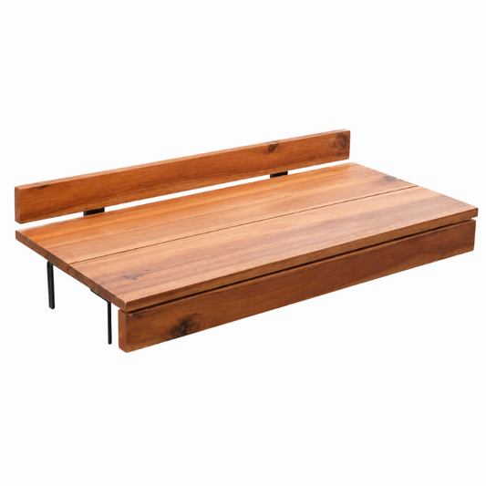 Acacia Wood Balcony Bar Table – Ultra-Stable Outdoor Railing Table – Universal Fit for Round & Flat Railings – Weather-Resistant Hanging Desk – Outdoor Bar Top for Apartment, Patio & Deck
