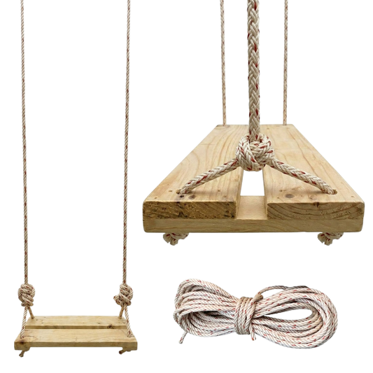 Rubberwood Swing Seat – Waterproof Outdoor Tree Swing for Kids & Adults – Heavy Duty Wooden Swing with 20ft (6m) Adjustable Rope – Perfect for Backyard, Patio, Garden & Playground