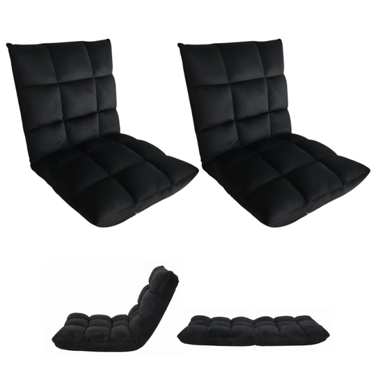 Adjustable Folding Floor Chair with Back Support 2PCS, 5-Position Recliner Sofa Bed, Padded Gaming, Meditation Floor Chair for Adults, Tatami Chair for Living Room, Bedroom, Reading & Lounging