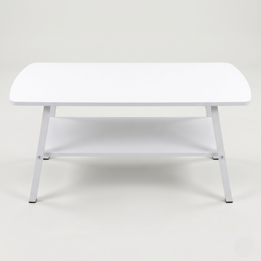 Modern 2-Tier Coffee Table – Sturdy 4-Legged Sofa Side Table for Living Room – Space-Saving Wooden Tea Table with Storage Shelf – Minimalist Central Cocktail Table for Home & Office