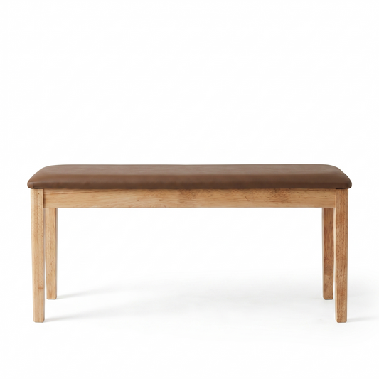 41-Inch Upholstered Bench – Modern Entryway Bench with Padded Faux Leather Seat, for Bedroom End of Bed, Solid Rubberwood Dining Bench for Kitchen, Living Room & Hallway – Easy Assembly