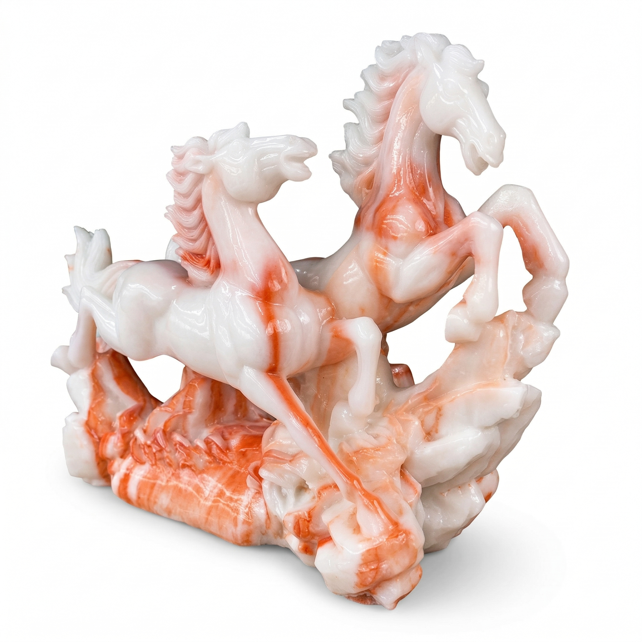 12" Double Horse Statue - Majestic Galloping Horses Sculpture for Success & Prosperity - Hand-Cast Stone Feng Shui Decor for Home, Office, and Living Room