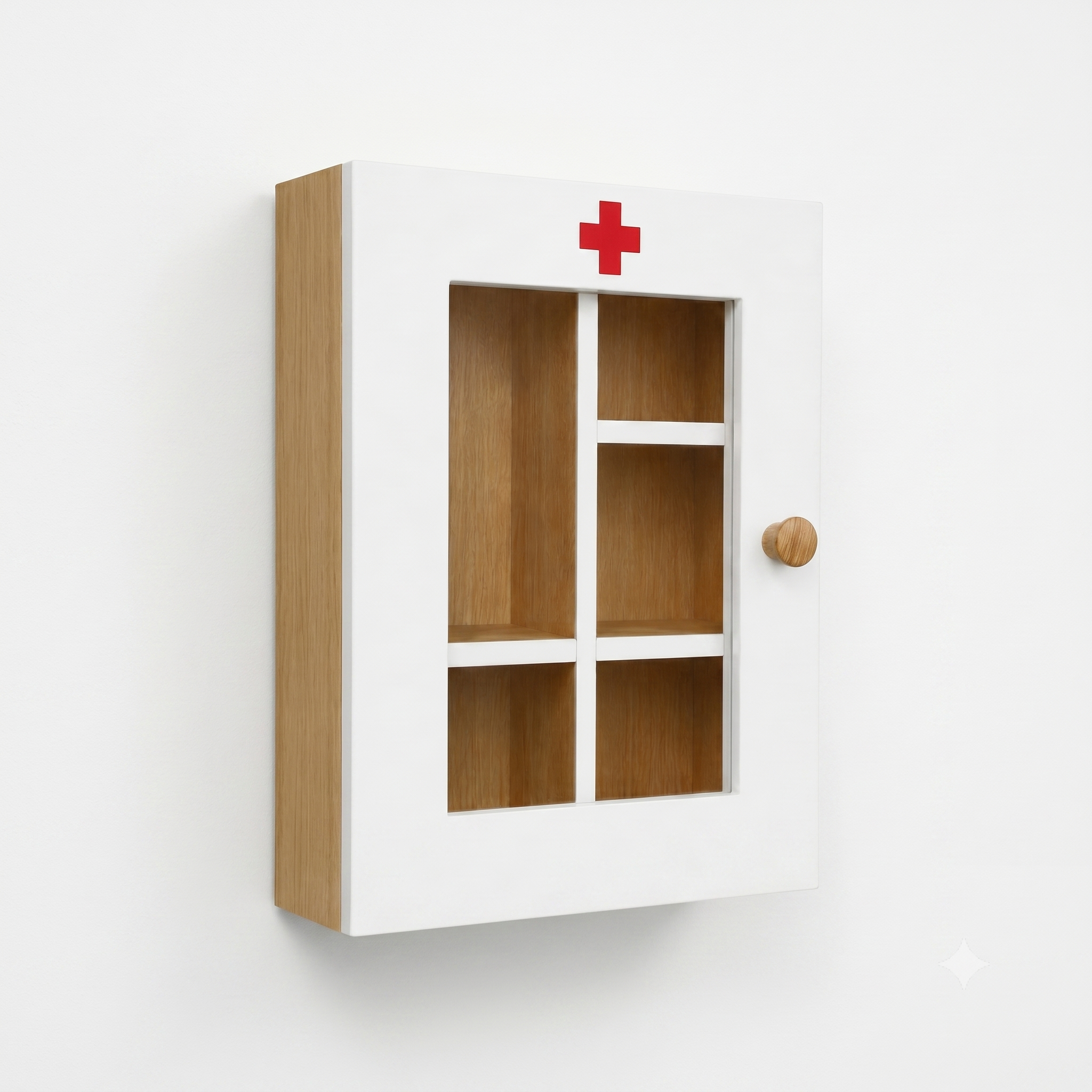 Wooden First Aid Medicine Cabinet – Wall Mounted Family Emergency Medical Box with Lock – Decorative Solid Wood Storage Organizer for Bathroom, Kitchen & Office, No-Drill