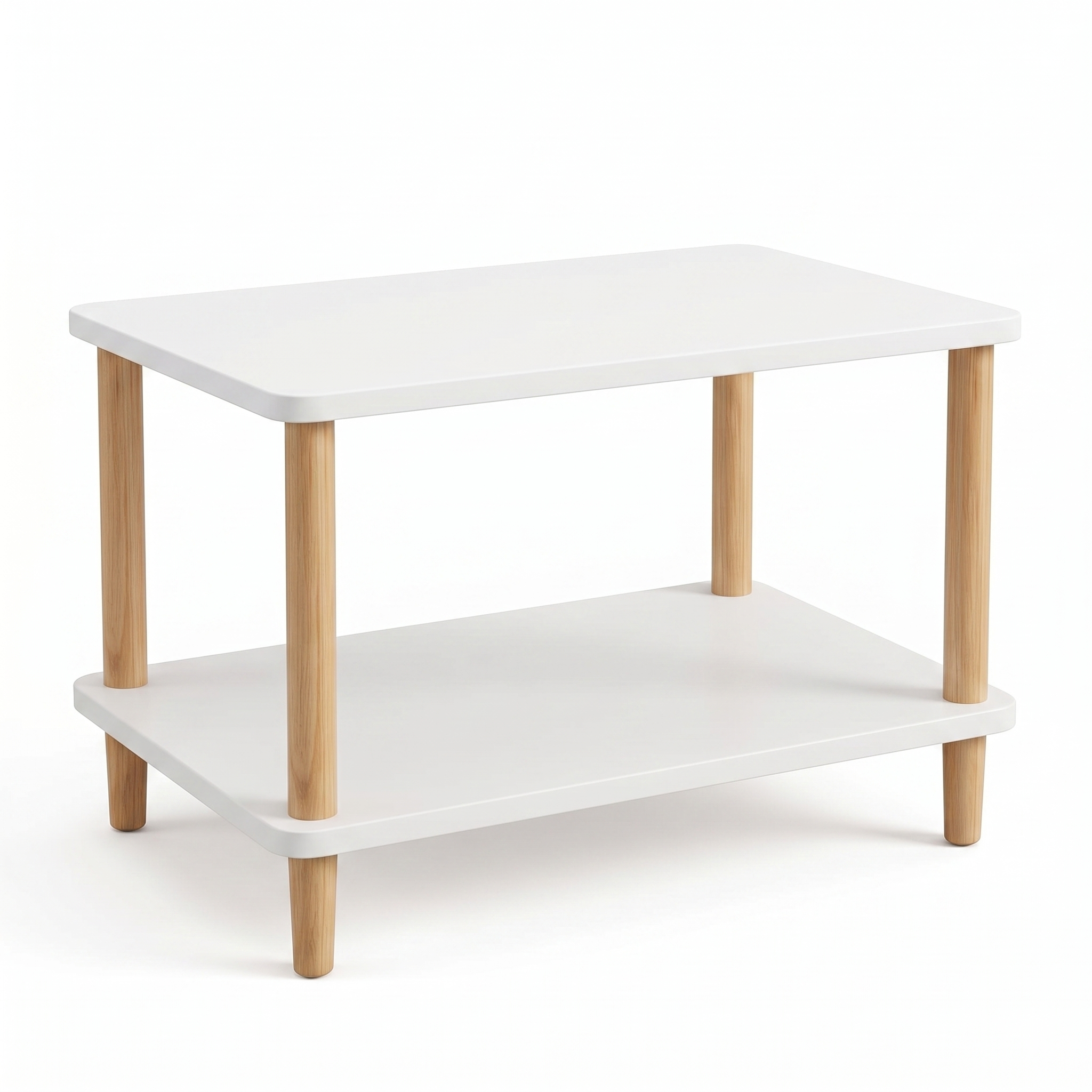 2-Tier Wooden End Table – Small Side Table for Living Room Sofa – Decorative 2-Layer Nightstand & Bedside Table for Bedroom – Compact Accent Storage Shelf for Small Spaces