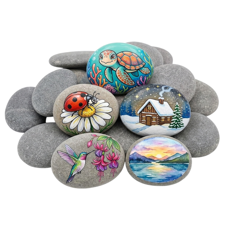 River Rocks for Painting – Flat & Smooth Painting Stones – Natural Craft Rocks to Paint for Kids, Adults, DIY Art & Mandala Designs