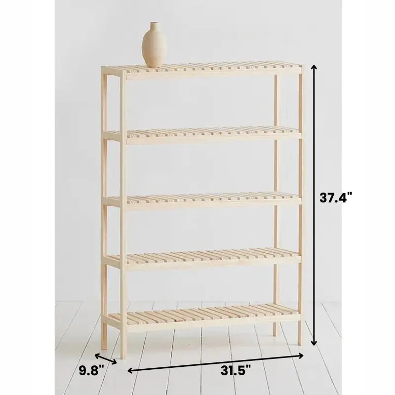 Wooden Layered Rack Multi-Tier Wooden Storage Rack Organizer 5–8 Layers, Natural Pine Wood ...