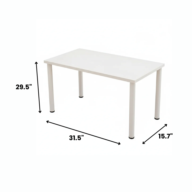 Modern Minimalist Computer Desk – Multi-Purpose Writing, Study, and Gaming Table with Round Legs, Space-Saving Home Office Desk for Bedroom or Apartment