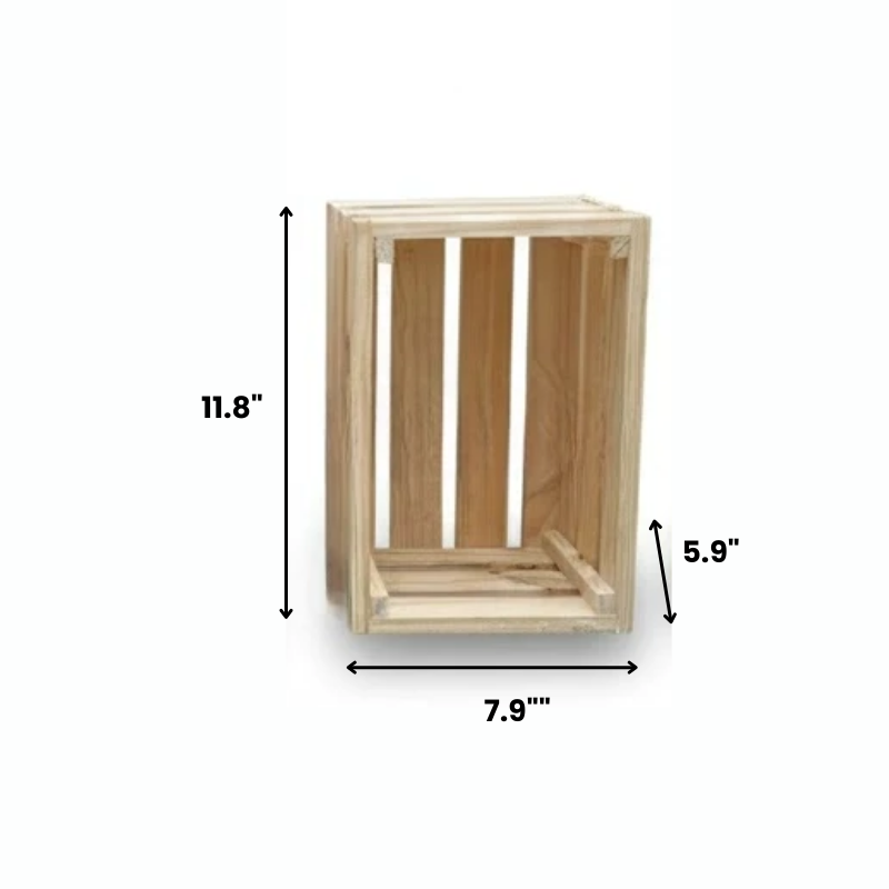 Set of 4 Pine Wood Storage Crates - Assorted Sizes