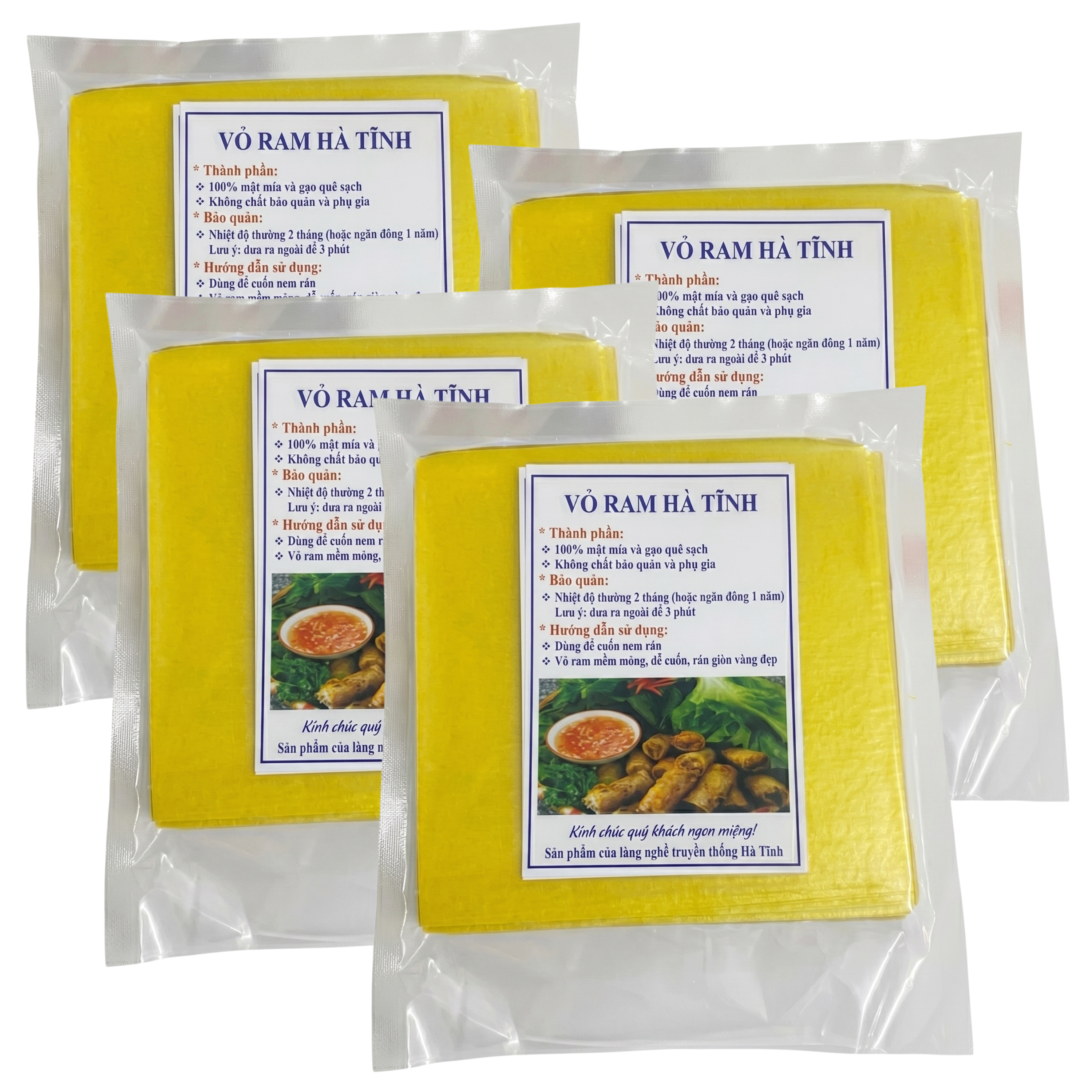 Vietnamese Square Rice Paper Wrappers – Ha Tinh Crispy Egg Roll Wrappers – Non-GMO, No Preservatives – Golden Spring Roll Wraps for Frying – Deep Fry Secret for Extra Crunch, 8.6"/ 22cm