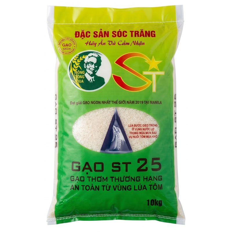 ST25 Premium Fragrant Vietnamese Rice (22 lbs / 10kg) – Premium Shrimp-Field Grown White Rice – Fragrant, Silky & Rich Flavor – Non-GMO, High Fiber, Naturally Sweet, Long Grain White Rice