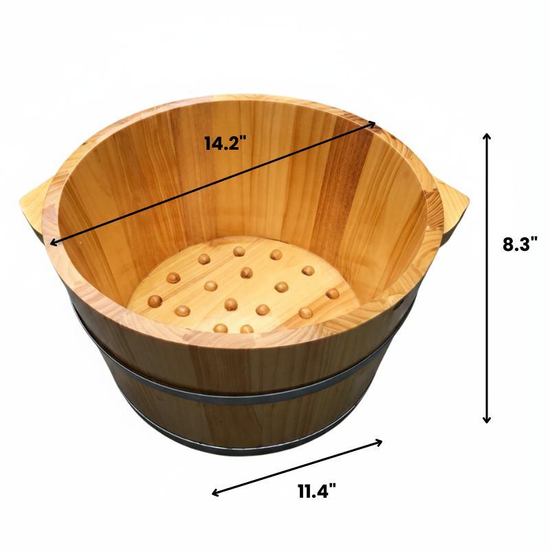 Wooden Foot Soaking Tub with Massage Nodes 14.2"x11.4"x8.3"