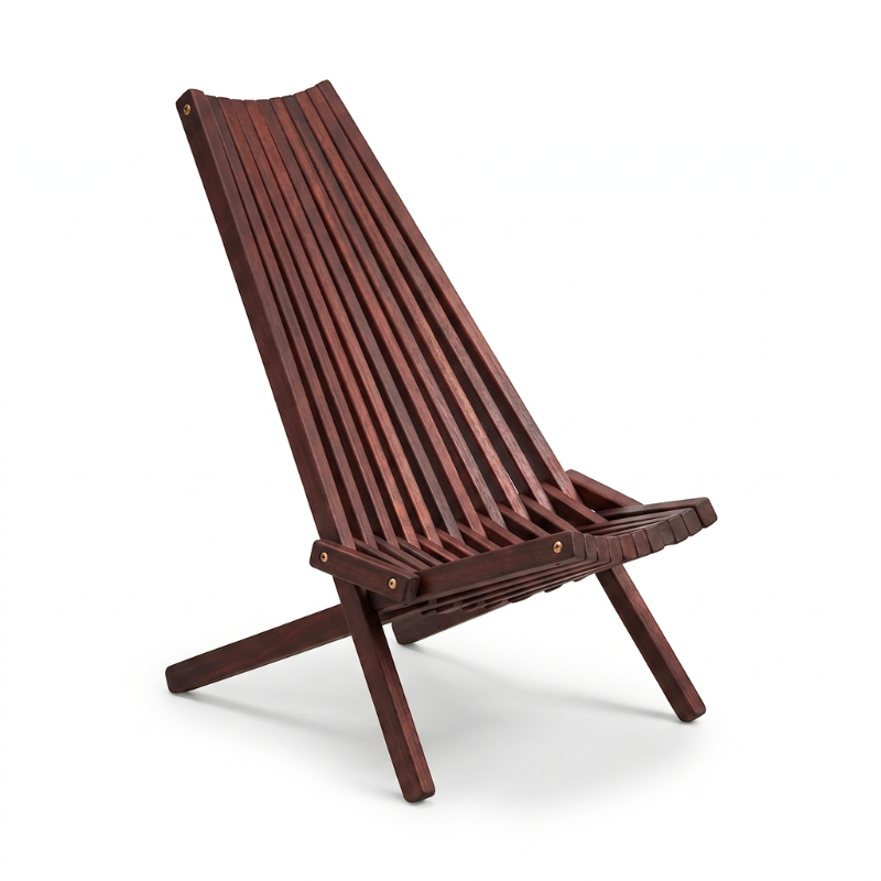 Modern Acacia Wood Folding Chair – Weather-Resistant Outdoor Tamarak Lounge Seat – Portable Space-Saving Wooden Chair for Patio, Balcony, Lawn & Camping – Fully Assembled