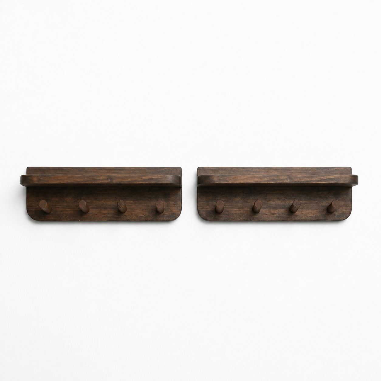 2-in-1 Wooden Wall Shelf & Hook Rack – Handcrafted Entryway Organizer – Premium Floating Shelf for Bathroom & Hallway – Heavy Duty Natural Wood Hanger for Bags & Decor