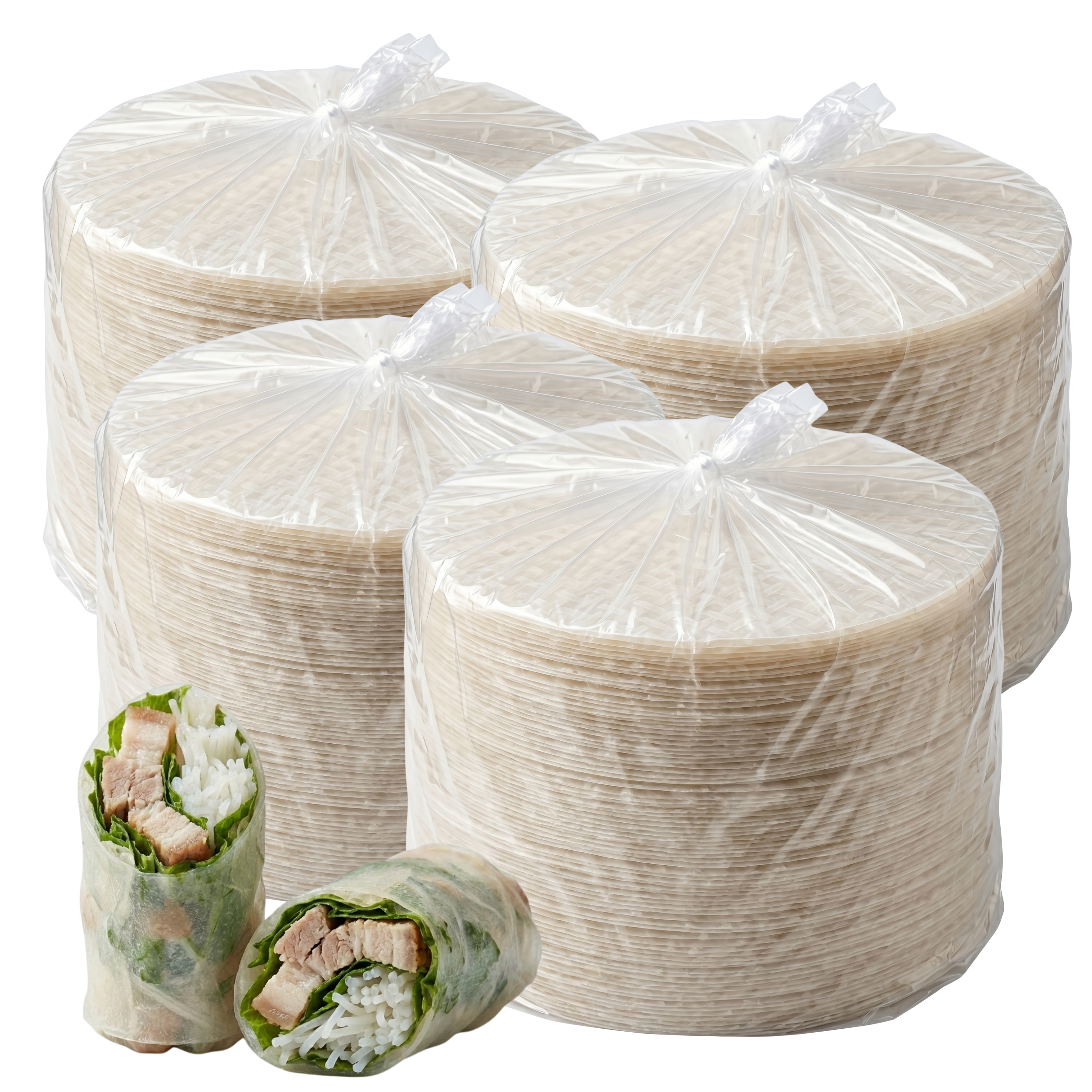 Vietnamese Round Rice Paper Wrappers – White Rice Wraps for Fresh Spring Rolls & Dumplings – Non-GMO, Gluten-Free & Low Carb, 22cm/ 8.6"