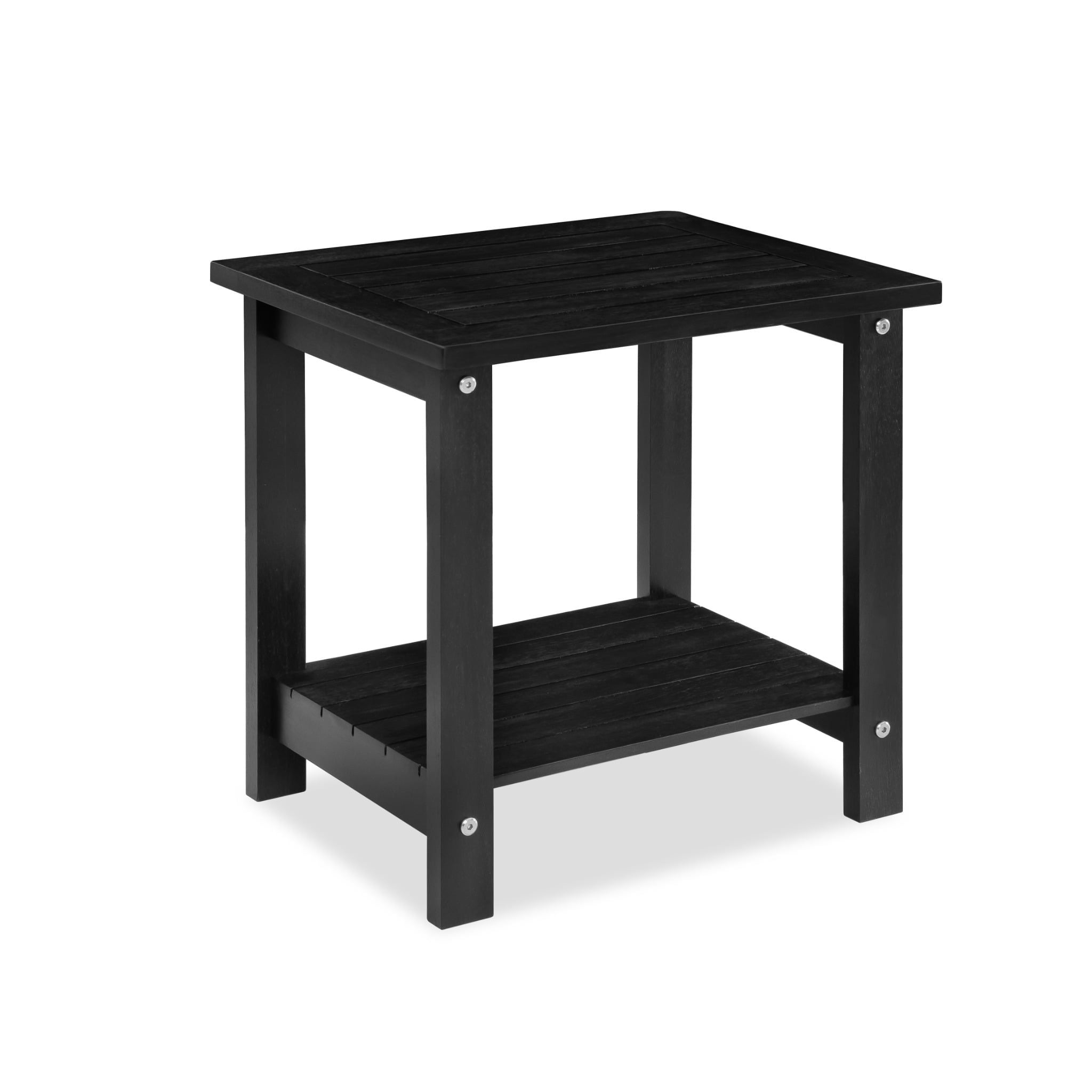 2-Tier Acacia Wood Side Table – Square End Table with Storage Shelf