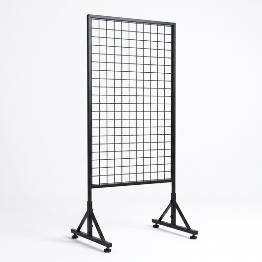 Freestanding Wire Grid Panel Display with Wheels – Mobile Gridwall Rack for Retail Store Products, Craft Fairs & Trade Shows – Heavy-Duty Wire Mesh Panel Stand