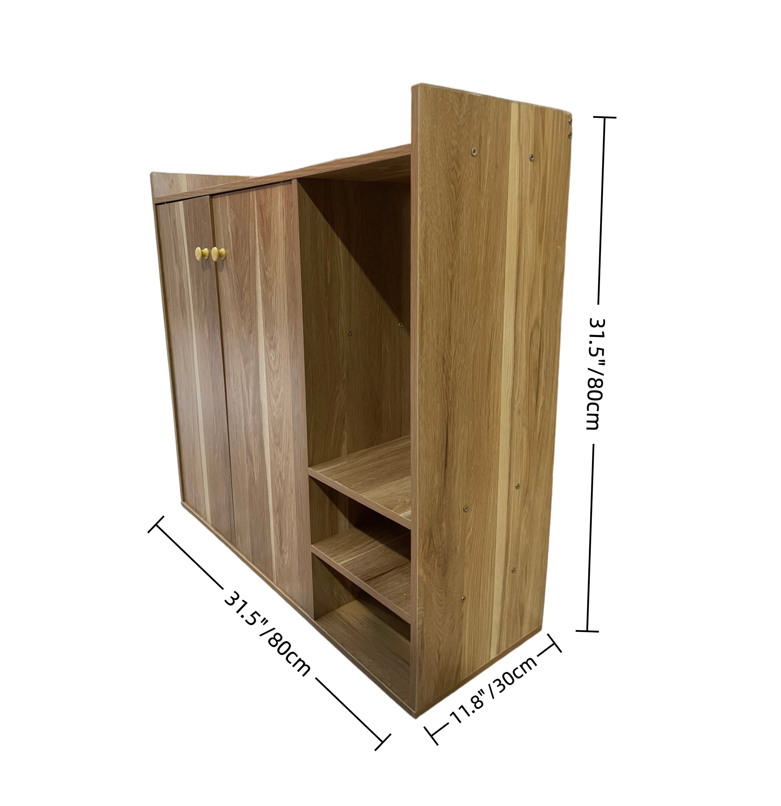 Modern Wooden Shoe Cabinet with 3 Compartments & Side Shelves – Space-Saving Entryway Storage Organizer for Small Apartments