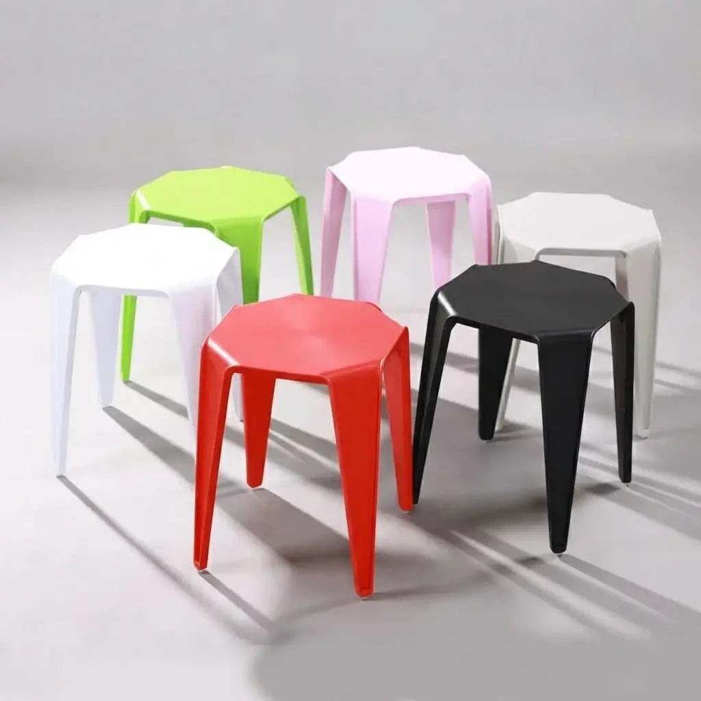 Modern Stool Stackable 4 or 6 x Modern Style Stackable Plastic Stool, 13.8