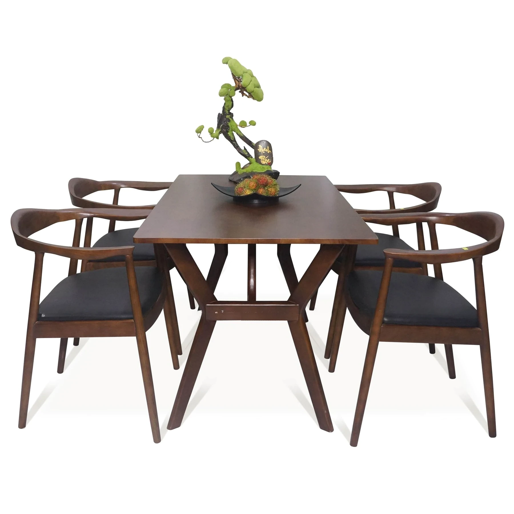 Butterfly Table and 4 Solid Wood Chairs Dining Set