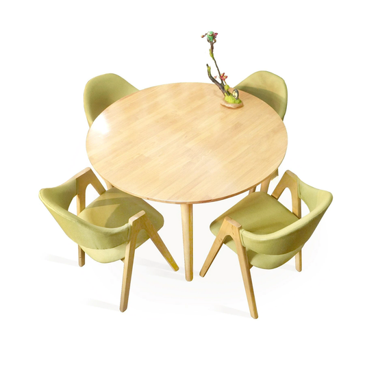 Mango Round Table and 4 A-Frame Chairs Dining Set