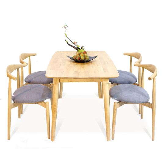 Mango Table and 4 Bull Chairs Dining Set