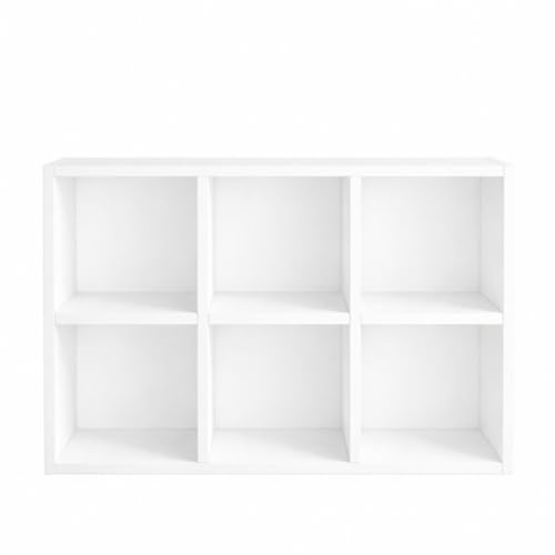 6-Cube Storage Organizer, Wooden Cube Bookshelf Cabinet, Modern Bookcase Shelf for Living Room, Bedroom or Office, MDF Storage Shelf