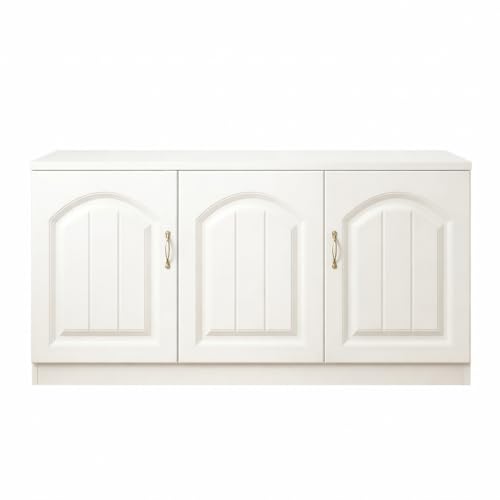 White Storage Bench Cabinet, 2-Door MDF Entryway Shoe Bench with Hidden Storage, Modern European Style Bed End Bench for Bedroom, Living Room, Balcony, 23.6 x 11.8 x 15.7 Inch