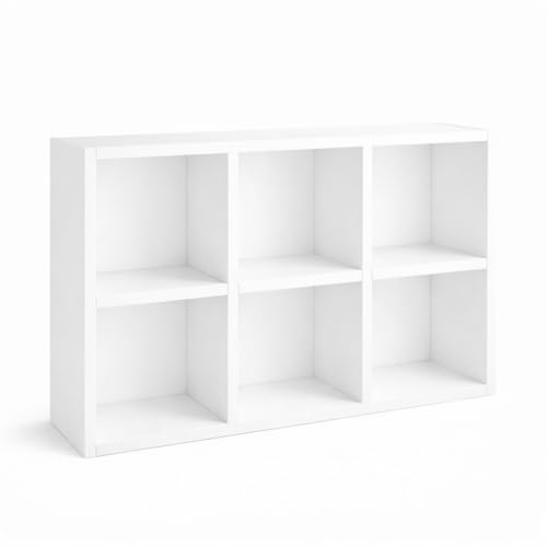 6-Cube Storage Organizer, Wooden Cube Bookshelf Cabinet, Modern Bookcase Shelf for Living Room, Bedroom or Office, MDF Storage Shelf