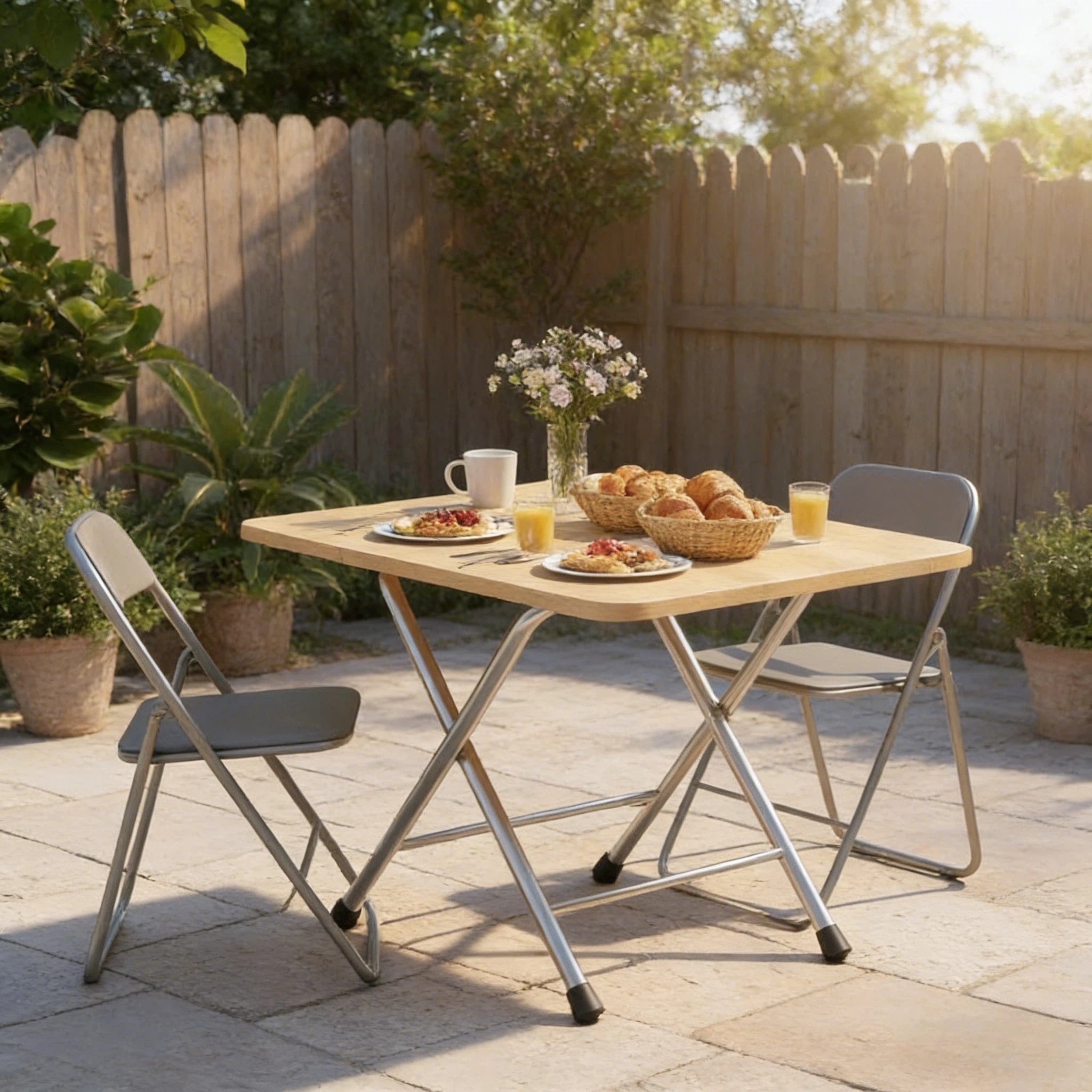 Folding Dining Table with X-Shaped Metal Legs, Space Saving Wooden Kitchen Table for Small Spaces, Sturdy Portable Breakfast Desk for Apartment & Home, Easy Storage, No Assembly Required