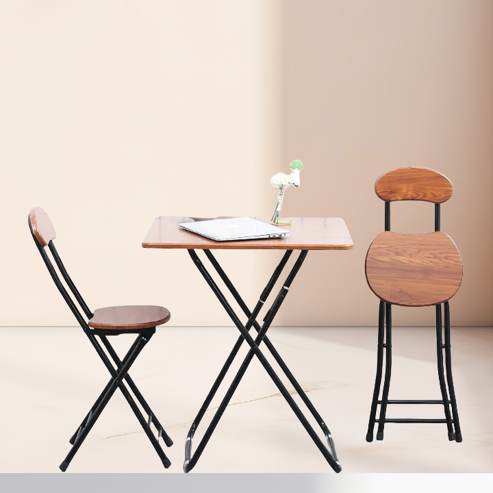 Foldable Wooden Chair with Backrest – Space-Saving Dining or Desk Chair