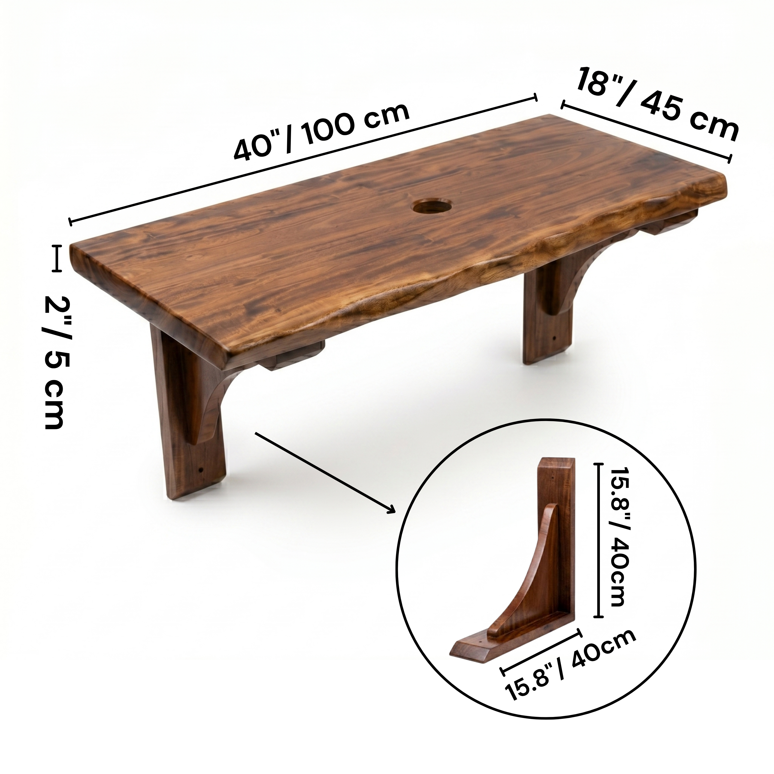 Live Edge Solid Wood Bathroom Vanity Top – 2-Inch Thick Rustic Floating Shelf for Vessels Sinks – Natural Edge Wood Slab for Lavabo & Countertops – Available in Multiple Lengths