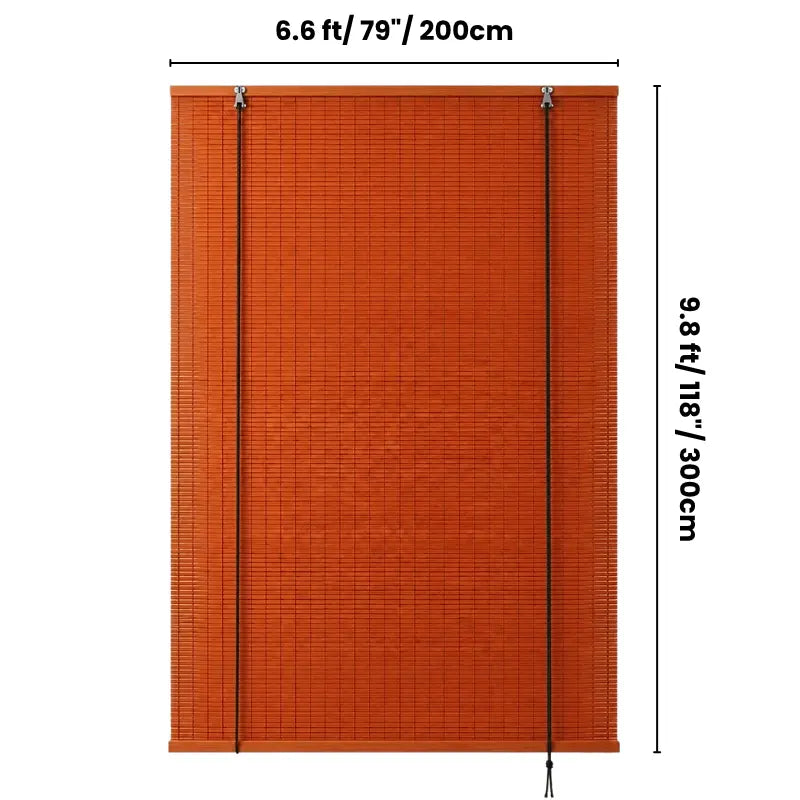 Bamboo Roll-Up Window Blinds – Weather-Resistant Outdoor Sun Shade & Rain Cover – Bamboo Slat Blinds with Cord Pull-Up Mechanism for Patio, Porch, Garden & Balcony Kikbo