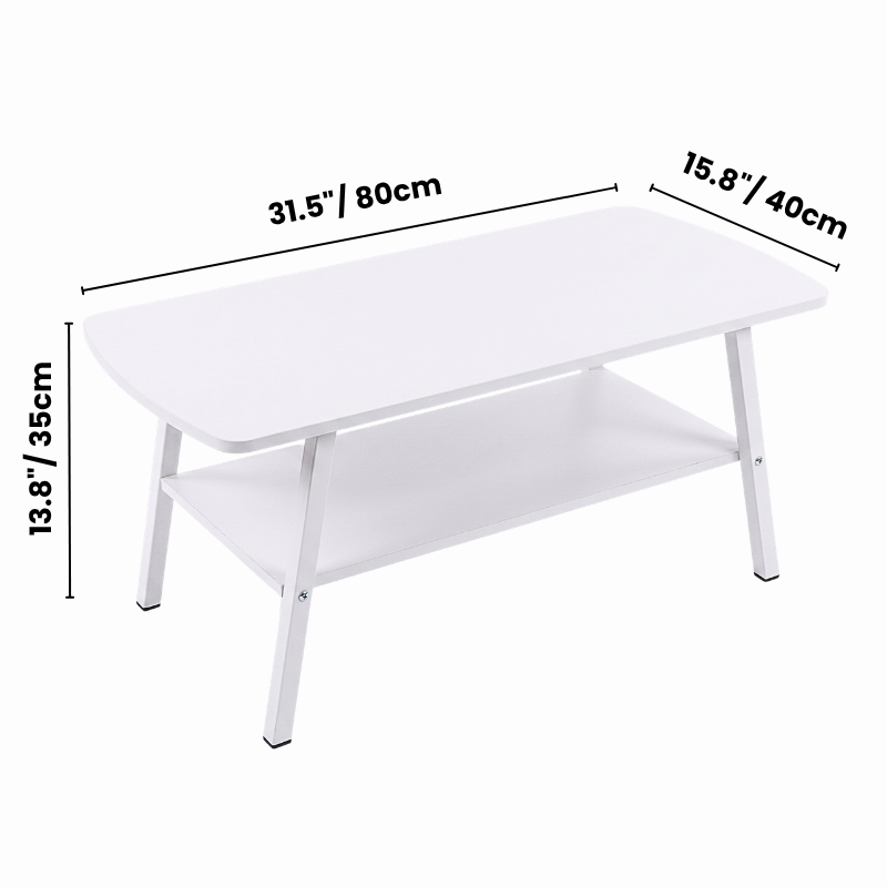 Modern 2-Tier Coffee Table – Sturdy 4-Legged Sofa Side Table for Living Room – Space-Saving Wooden Tea Table with Storage Shelf – Minimalist Central Cocktail Table for Home & Office