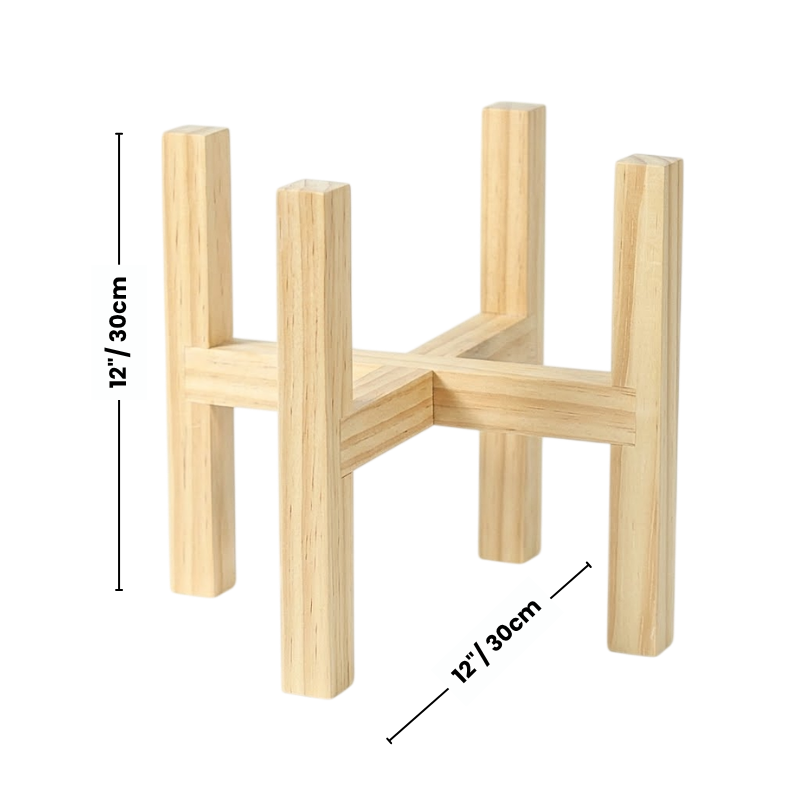 12-Inch Square Wood Plant Stand – 3 PCS Natural Solid Wood Indoor Plant Holder – Stable Mid-Century Modern Pot Pedestal – Fits 8, 9, 10,11, 12-Inch Planters for Living Room & Corner Decor (Pot Not Included)