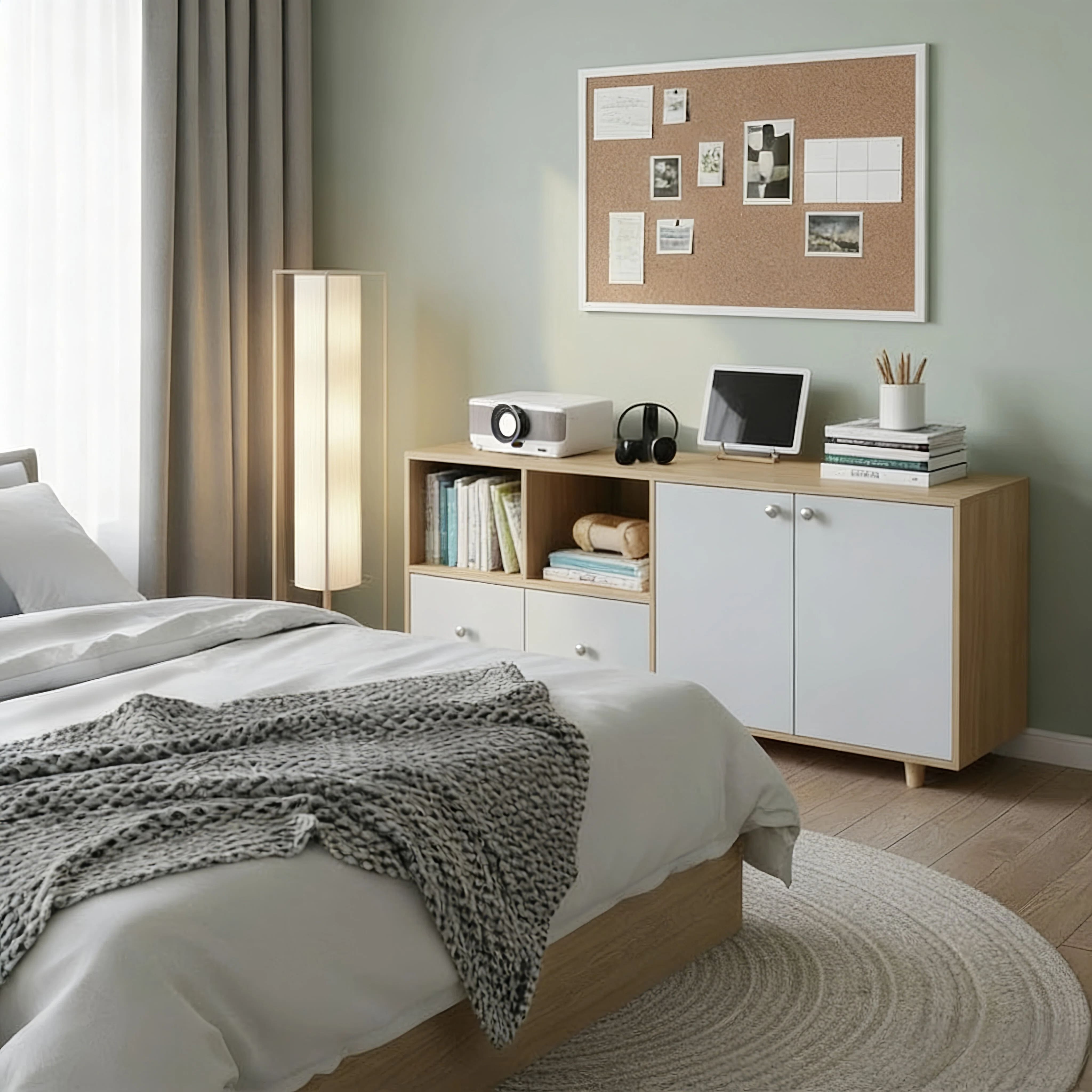 Modern TV Stand for 50/55 inch TV, Mid-Century Entertainment Center with Storage Doors, Water-Resistant MDF Media Console, Wood Grain Low Profile Television Table for Living Room