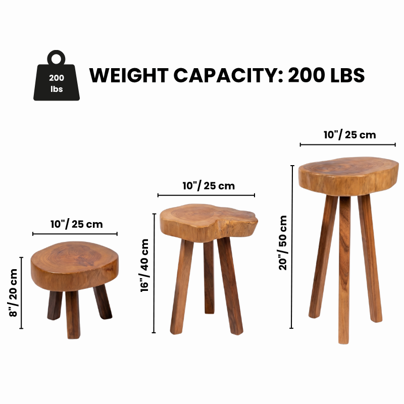 Unique Live Edge Solid Wood Stool – Handcrafted Natural Wood Side Table – Rustic Plant Stand & Accent Stool – Thick Wood Slab End Table for Living Room & Bedroom