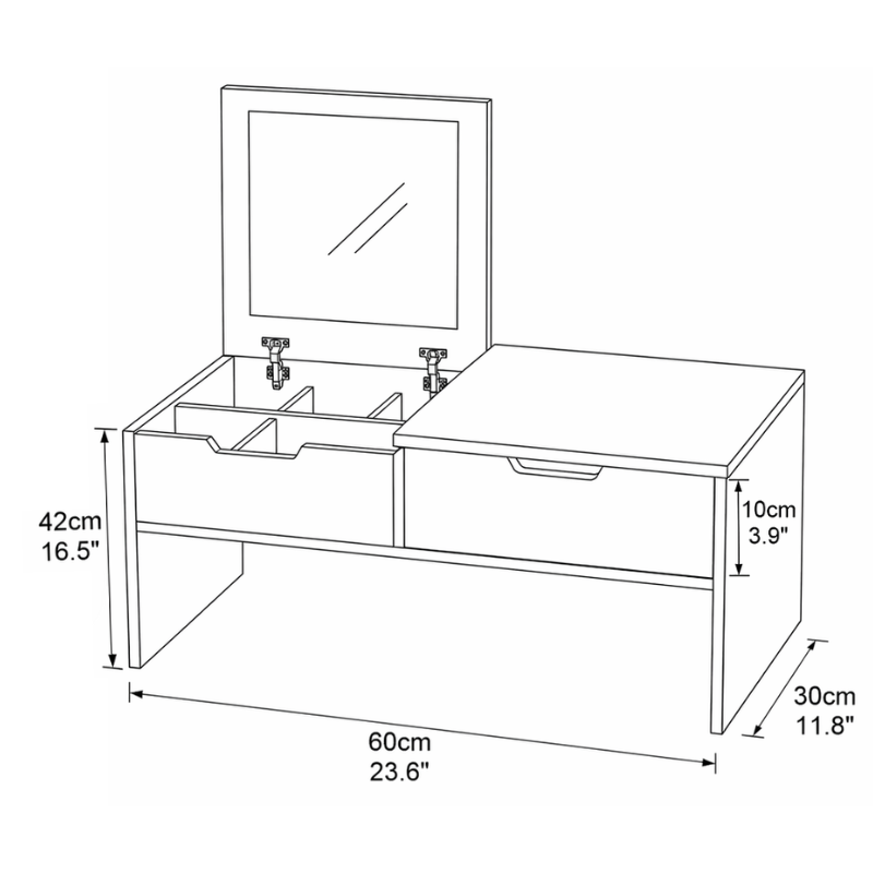 2-in-1 Floor Vanity Table & Nightstand Combo – Modern Low Profile Makeup Desk with Storage Shelf – Square Leg Bedroom Decor Organizer – Compact Dressing Table for Small Spaces