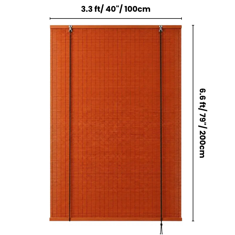 Bamboo Roll-Up Window Blinds – Weather-Resistant Outdoor Sun Shade & Rain Cover – Bamboo Slat Blinds with Cord Pull-Up Mechanism for Patio, Porch, Garden & Balcony Kikbo
