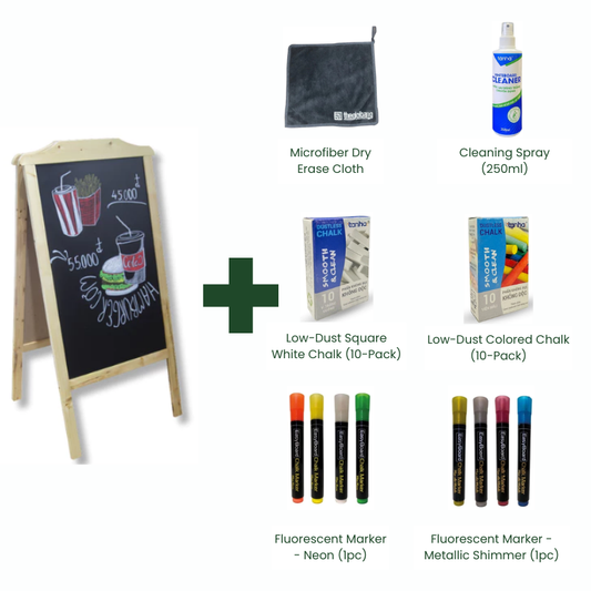 Bundle | Wooden frame Double-Sided Menu Board Itala 23.6"x47.2" & Accessory combo