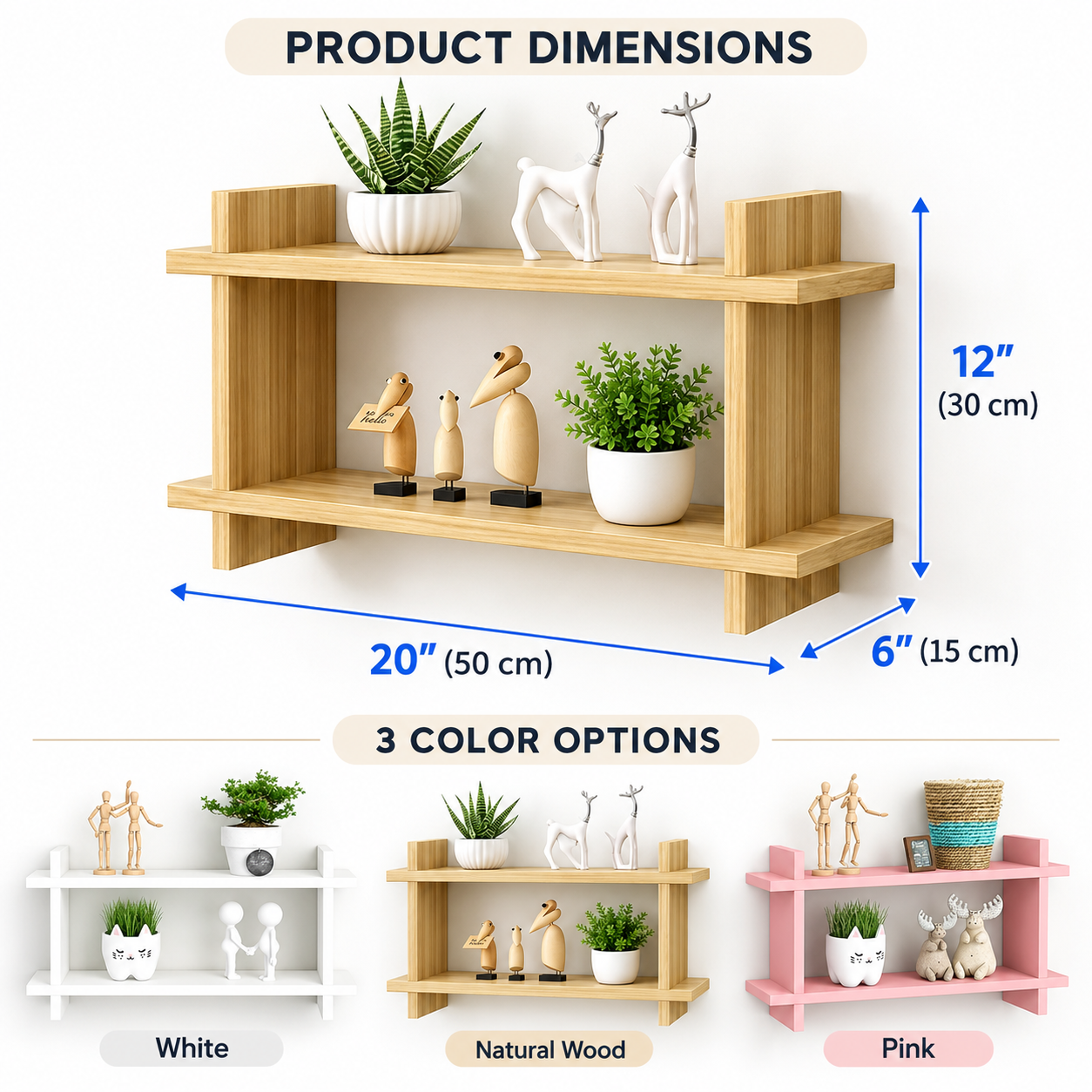 Mini Trapezoid Floating Wall Shelf – Wooden Geometric Display Shelf