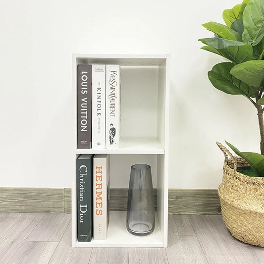 2 Cube Wooden Storage Boxes or Bookshelf – Floor Storage Organizer, Modern Cube Display Shelf for Books, Décor, and Office or Bedroom Use