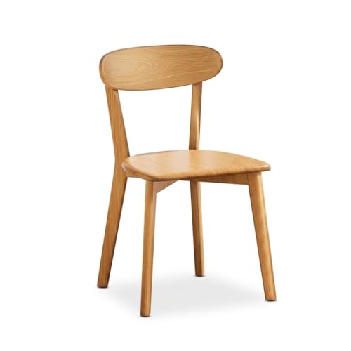 Solid Wood Dining Chair with Curved Backrest, Ergonomic Kitchen Side Chair, Sturdy Wooden Accent Chair for Dining Room, Living Room, Bedroom, Natural Finish