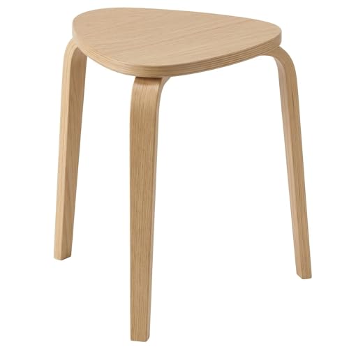 Modern Scandinavian Wooden Stool, Minimalist Round Side Table, Small Accent Table for Living Room, Bedroom, Entryway, Plant Stand, Lightweight Decorative Stool