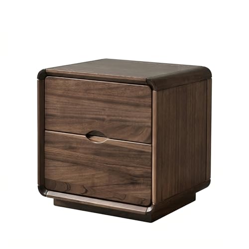 Wood Nightstand with Drawer, Modern Bedside Table Storage Cabinet, Solid Wood Look End Table for Bedroom, Living Room, Small Space Organizer, 17.7”L x 15.7”W x 18.9”H, Walnut