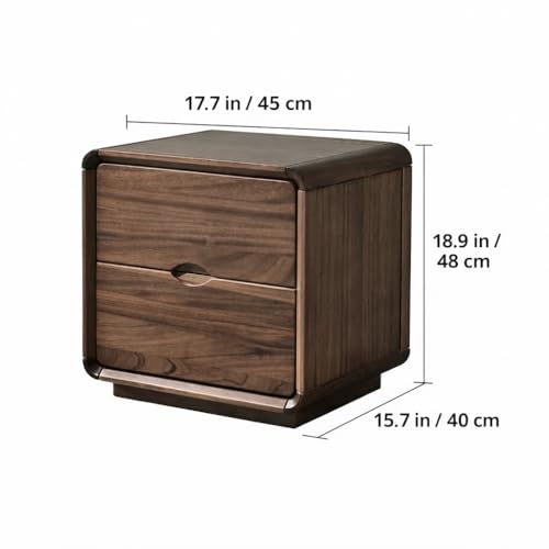 Wood Nightstand with Drawer, Modern Bedside Table Storage Cabinet, Solid Wood Look End Table for Bedroom, Living Room, Small Space Organizer, 17.7”L x 15.7”W x 18.9”H, Walnut