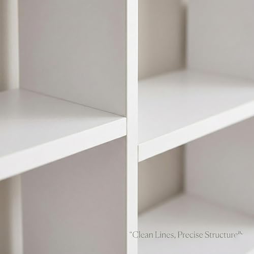 Wall Mounted Storage Shelf, Large Floating Wall Shelf with 10 Cubes, Multi-Compartment Bookcase for Living Room, Bedroom, Kitchen, Display Organizer Rack, White