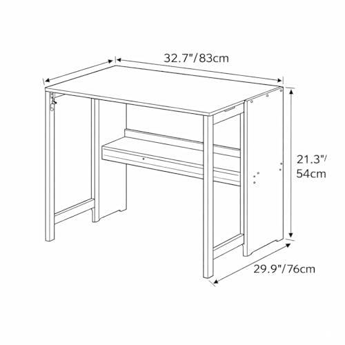 Computer Desk with Storage Shelf, Small Writing Desk for Home Office, Wooden Study Table with Bookshelf for Small Spaces, 32.7'' Work Desk
