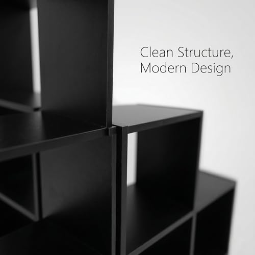 Modern 9-Cube Wooden Storage Organizer Bookshelf, Cube Bookcase Display Shelf for Living Room Bedroom Office, Multi-Purpose Storage Cabinet