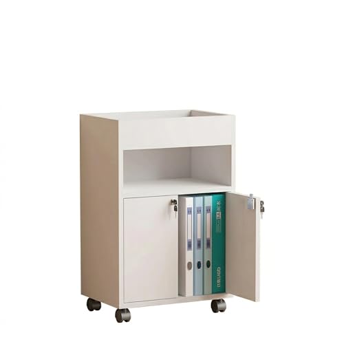 Small Rolling File Cabinet, 2-Tier Storage Cabinet with Door, Mobile Under Desk Organizer for Office, Bedroom, Narrow Space Side Cabinet, White